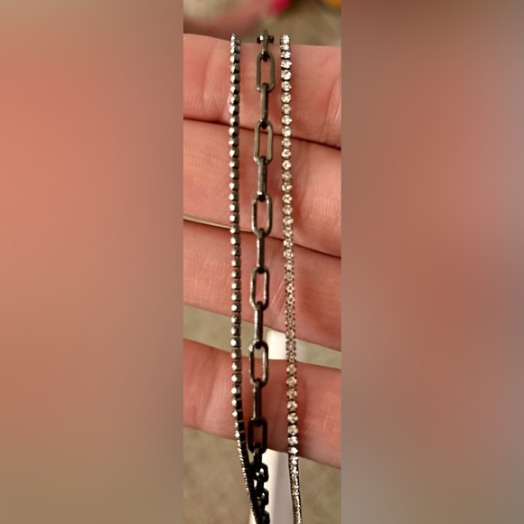 Express 3 layer paperclip chain necklace with rinestones 🦄🦄🦄 - Picture 3 of 5